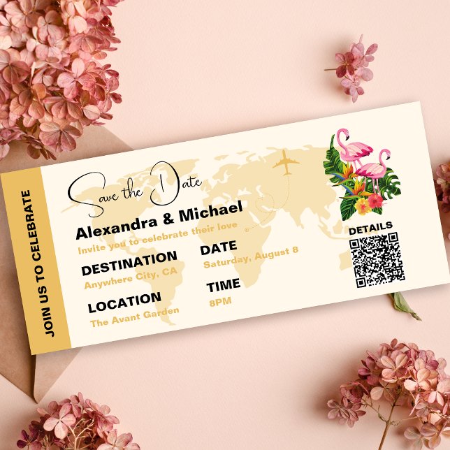 Invitación Pasaporte moderno en negro y oro para salvar la in (Subido por el creador)