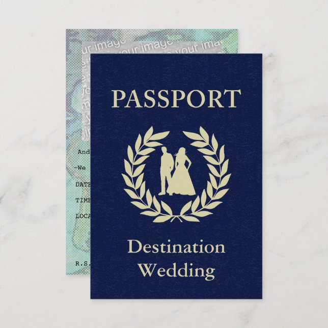 Invitación pasaporte para boda de destino (Anverso / Reverso)