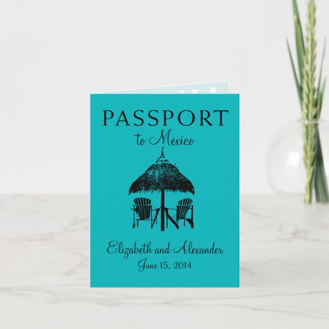 Invitación Pasaporte para Boda en Cancun México (Anverso)