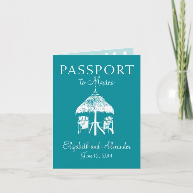 Invitación Pasaporte para boda en Cancun México (Anverso)