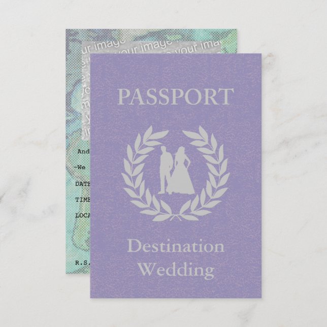 Invitación pasaporte para boda en destino (Anverso / Reverso)
