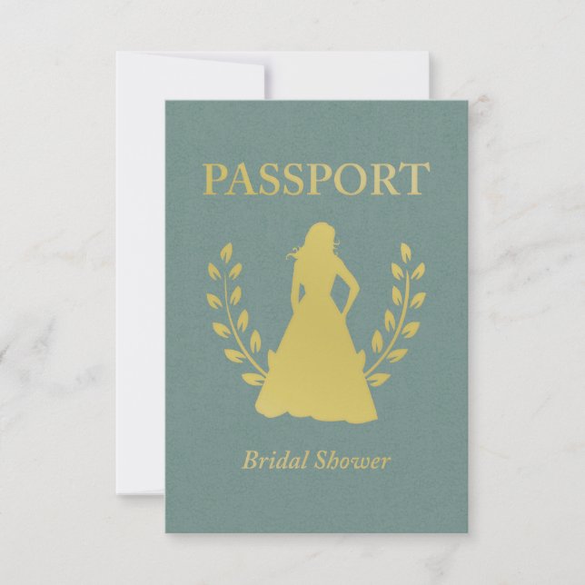 Invitación Pasaporte retro de ducha de novia (Anverso)