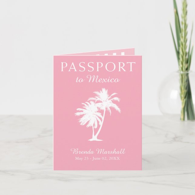 Invitación Pasaporte rosado del 21ro cumpleaños de México (Anverso)