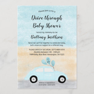 Invitación Pasar por la ducha de bebé azul