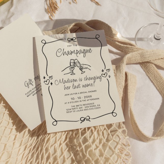 Invitación Pásate la ducha de novia de mano de champagne (Subido por el creador)