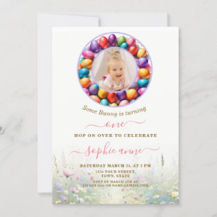 Invitación Pascua algunos conejitos Chica foto primer cumplea