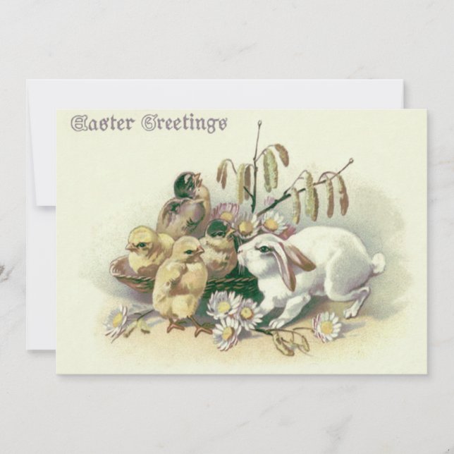 Invitación Pascua Bunny Chick Daisy (Anverso)