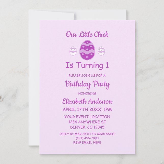 Invitación Pascua de Chick 1er cumpleaños (Anverso)