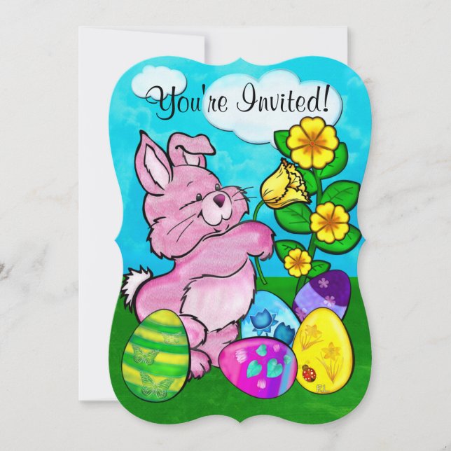 Invitación Pascua de conejo bebé (Anverso)