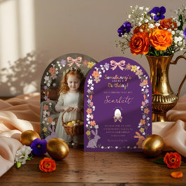 Invitación Pascua floral Somebunny toma foto de cumpleaños