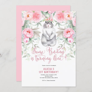 Invitación Pascua, primavera, primer invitado Chica, un conej