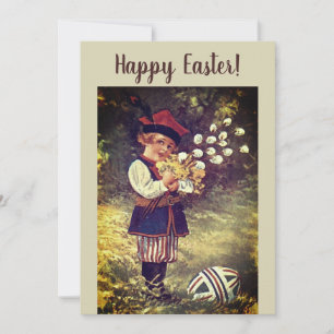 Invitación Pascua Vintage Retro Floral Religioso