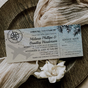 Invitación Pase de Abordaje Boda en la Playa del Paraíso Trop