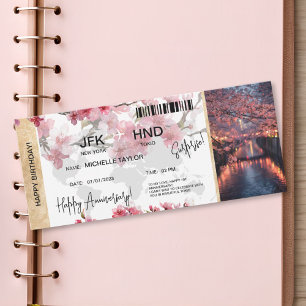 Invitación Pase de Abordaje Cumpleaños Sorpresa Tokio Sakura