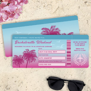 Invitación Pase de abordaje de Bachelorette Tropical Rosa