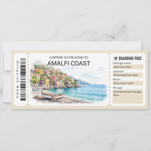 Invitación Pase de Abordaje de Viaje Editable a la Costa Amal