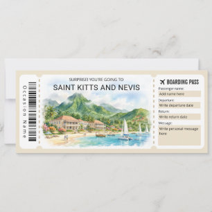 Invitación Pase de abordar billete de viaje a Saint Kitts y N