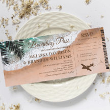 Pase de Abordar Boda en Playa Tropical