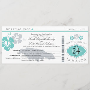 Invitación Pase de Abordar Boda Hibisco Jamaica