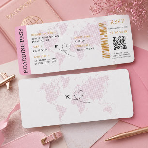 Invitación Pase de Abordar Boleto de Avión Destino Boda