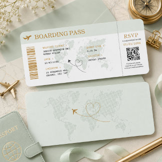 Invitación Pase de Abordar Boleto de Avión Destino Boda