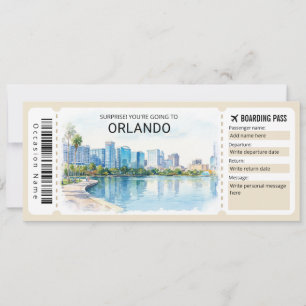 Invitación Pase de Abordar Boleto de Viaje a Orlando