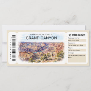Invitación Pase de Abordar Boleto de Viaje al Gran Cañón