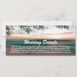 Invitación Pase de Abordar Detalles de Boda en Playa Tropical