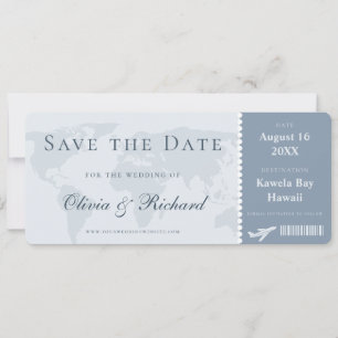 Invitación Pase de Abordar Elegante Polvoriento Azul Guardar 