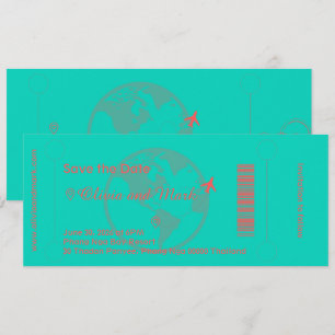 Invitación Pase de Abordar Fecha de Guardado – Turquesa y Cor
