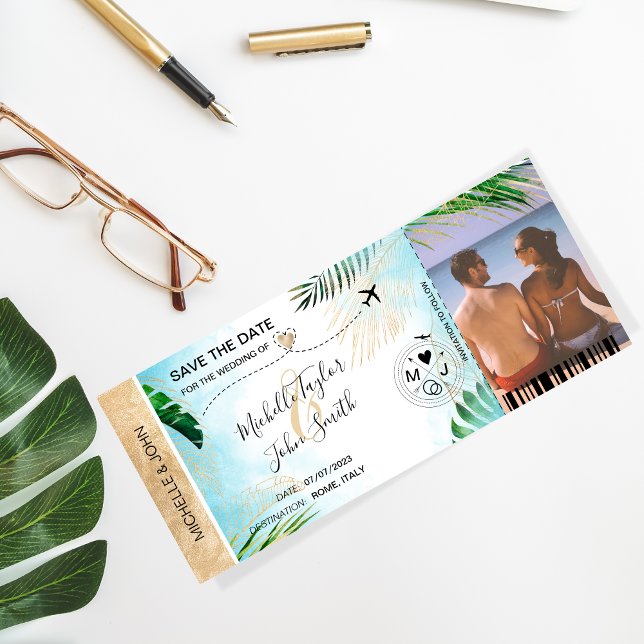 Invitación Pase de Abordar Mapa Mundial Foto de Playa Guardar (Subido por el creador)