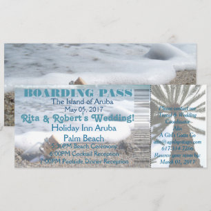 Invitación Pase de Abordar para Boda - Mensaje en una Botella