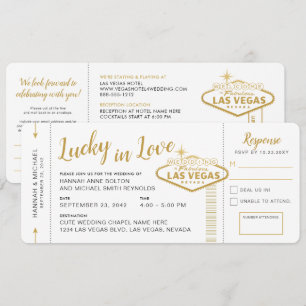 Invitación Pase de Abordar para Bodas en Destino en Las Vegas