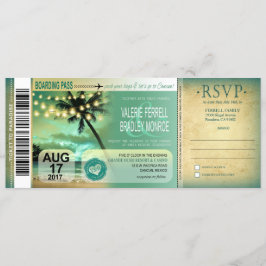 Invitación Pase de abordar para la boda en la playa al atarde