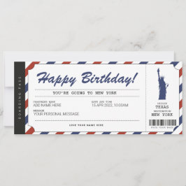 Invitación Pase de Abordar Pasaje de Viaje Sorpresa Nueva Yor