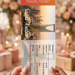 Invitación Pase de Abordar Sorpresa de Viaje a Arabia Saudita