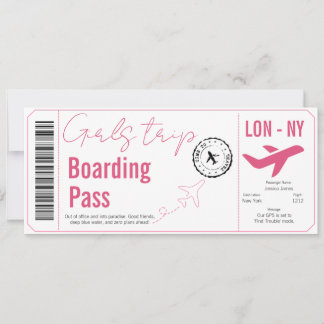 Invitación Pase de Abordar Sorpresa para Viaje de Chicas Bole