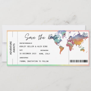 Invitación Pase de Abordar Ticket Save The Date Con Foto