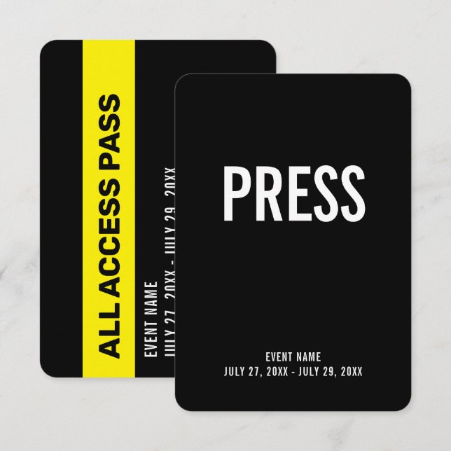 Invitación Pase de Acceso Total de Prensa Identificación de E (Anverso / Reverso)