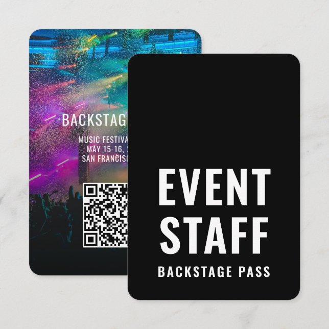 Invitación Pase de acceso tras escenario del evento Código QR (Anverso / Reverso)