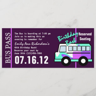 Invitación Pase de Autobús de Cumpleaños