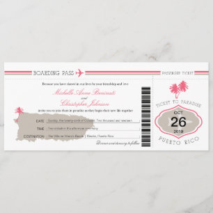 Invitación Pase de embarque al Boda de Puerto Rico