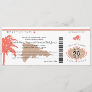 Invitación Pase de embarque al Boda de República Dominicana