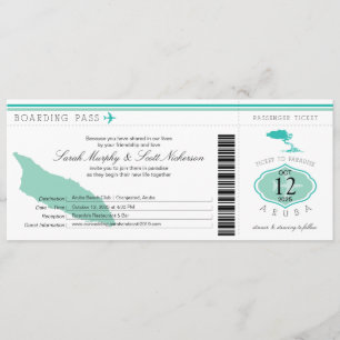 Invitación Pase de embarque boda a Aruba