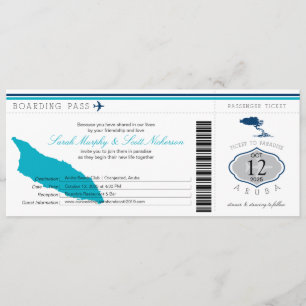Invitación Pase de embarque boda a Aruba