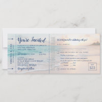 Pase de embarque de Boda de sol de playa + RSVP