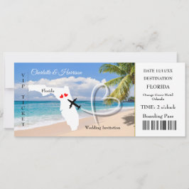 Invitación Pase de embarque de boleto de boda de destino en F