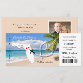 Invitación Pase de embarque de boleto de boda de destino en F