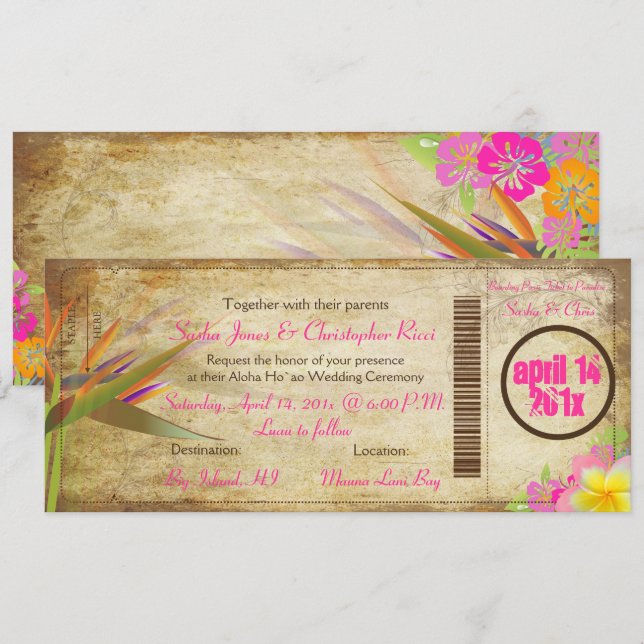 Invitación Pase de embarque de época PixDezines/pájaro del pa (Anverso / Reverso)