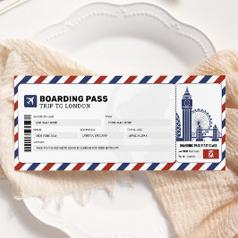 Invitación Pase de embarque de Londres Viaje Regalo de billet